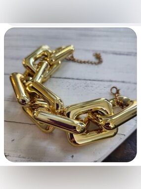 Puffy balloon Gold Link Chain Bracelet for small wrists 7.25” + extra links